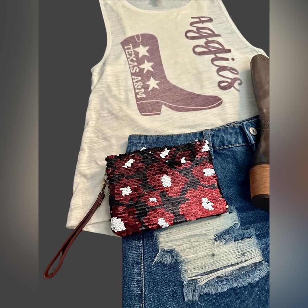 NWT! Wooo Pig Sooie Arkansas Sequined College Wristlets - Picture 4 of 5